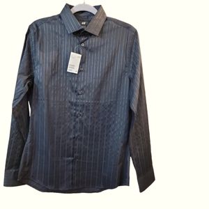 Black striped H&M long sleeve button down M